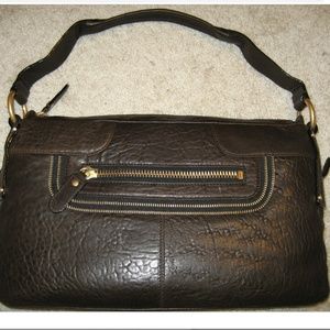 BCBG MAXAZRIA dark brown leather demi shoulder bag